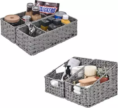 GRANNY SAYS Набор из 2 плетеных корзин с ручками и 2 плетеных корзин для полок