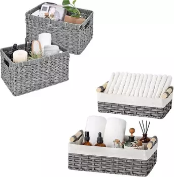 GRANNY SAYS Набор из 2 плетеных корзин для хранения и 2 плетеных корзин для хранения на полках