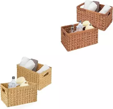 GRANNY SAYS Набор из 2 плетеных корзин NATURE и 2 плетеных корзин-полок КАРАМЕЛЬНЫЙ ОРАНЖЕВЫЙ