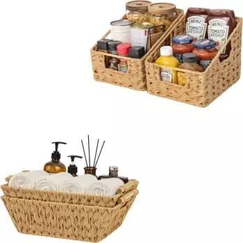 GRANNY SAYS Набор из 2 плетеных корзин для организации вещей и 2 плетеных корзин для хранения на полках