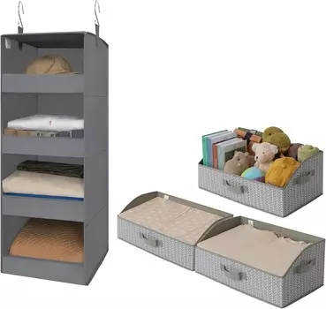 GRANNY SAYS Набор из 3 корзин для хранения и 1 упаковки подвесных полок для хранения вещей