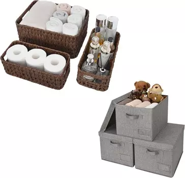 GRANNY SAYS Набор из 3 корзин для хранения в шкафу и 3 плетеных корзин для хранения