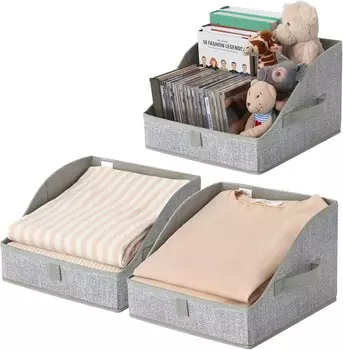 GRANNY SAYS Трапециевидная корзина для хранения, органайзеры для полок в шкафу, корзины для хранения ткани с ручками, органайзеры и полки для хранения вещей, корзины для хранения полотенец для одежды, маленькие, серые, 3 шт., Ash Gray