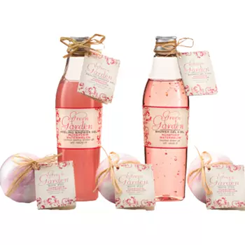 Green Garden Honeydew&Watermelon набор: пена для ванны, 400 мл + гель для душа, 250 мл + соль для ванны, 600 г + шарик для ванны, 3x100 г