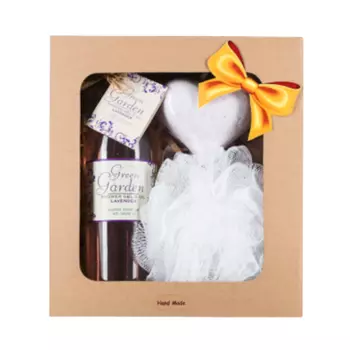 Green Garden набор: гель для душа, 250 мл + лавандовая бомбочка для ванны, 100 г + спонж для тела, 1 шт.