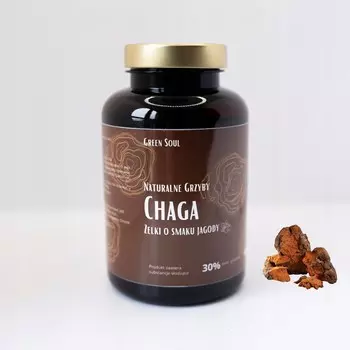 Green Soul, Чага Блыскопорек Подкоровый 600 мг без сахара Vitality + Immunity, пищевая добавка, 60 жевательных конфет Inna Marka