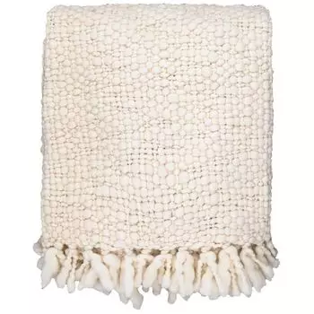 Greengate Вязаное шерстяное одеяло Кремово-белое 130х170 Покрывало Шерстяное одеяло