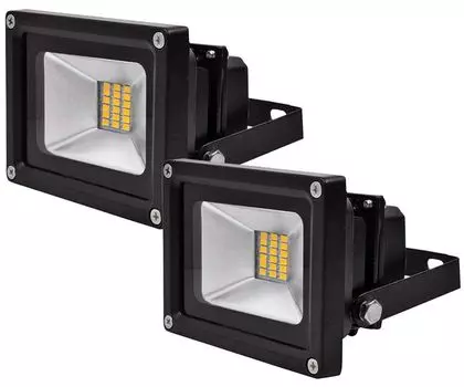 Greenmigo Набор из 2 светодиодных прожекторов SMD мощностью 20 Вт, уличный прожектор, прожектор, водонепроницаемый IP65, теплый белый, 85-265 В, черный