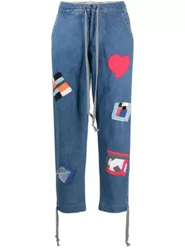 Greg Lauren джинсы с нашивкой, синий