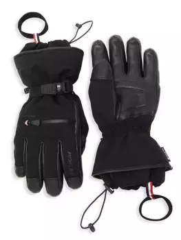 Гренобльские кожаные перчатки Moncler Grenoble, черный