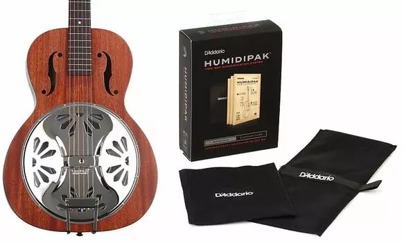 Gretsch G9200 Крытый вагон с круглым вырезом, резонатор из красного дерева, комплект накладки на гриф из натурального падаука с увлажнителем D'Addario, поддерживающим автоматическую систему контроля влажности