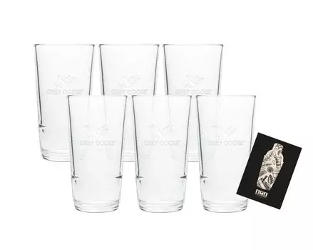 Grey Goose Набор из 6 акриловых стаканов для лонг-дринов из твердого пластика, калиброванные пластиковые стаканы (2 кл/4 кл) Mixcompany