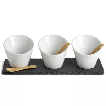 Грифельная тарелка с 3 мисками + ложка. Moritz & Moritz, белый