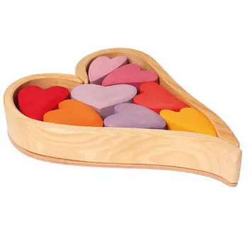 Grimm's красные деревянные сердечки 1+, 10 шт/уп