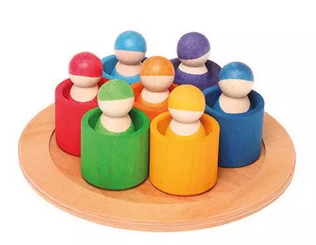 Гримм, деревянные кубики Радужные друзья Grimm's