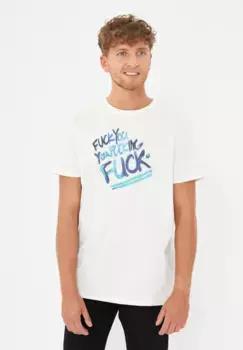 Грубая футболка "FYYFF", экологически чистый органический хлопок, привлекательный принт Derbe, кремовый