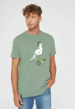 Грубая футболка "Штормовая чайка", производство Португалия Derbe, зеленый