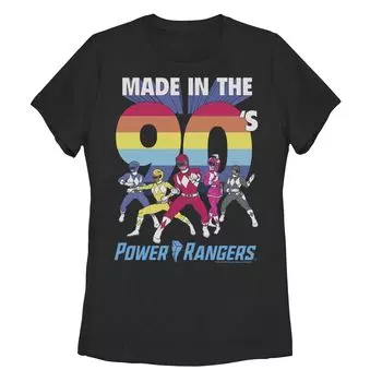 Групповой снимок юниорской команды Power Rangers, сделанный в футболке 90-х Licensed Character, черный