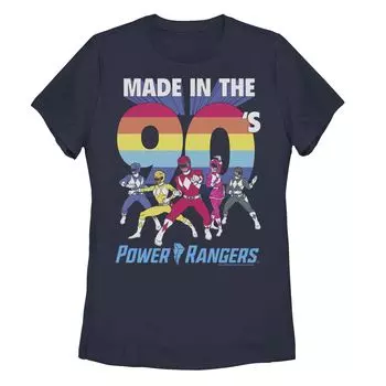 Групповой снимок юниорской команды Power Rangers, сделанный в футболке 90-х Licensed Character, темно-синий