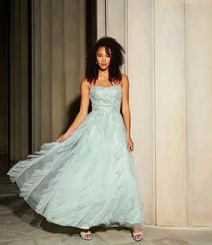 Груша Культура Милая Шея Штопор Блестящий Тюлевое Бальное Платье Pear Culture, зеленый