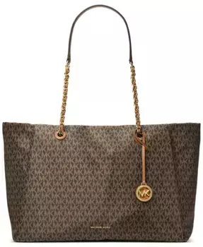 Грузинская большая нейлоновая сумка-тоут с верхней молнией Michael Kors, коричневый/бежевый