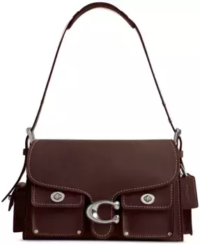 Грузовая кожаная сумка через плечо Soft Western Tabby с поворотным замком COACH, коричневый