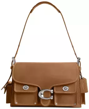 Грузовая кожаная сумка через плечо Soft Western Tabby с поворотным замком COACH, коричневый