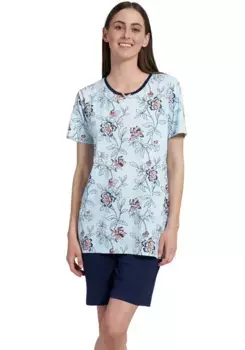 GTZBURG Пижама (2 шт.), с цветочным принтом, привлекающим внимание, цвет Blau-Mittel-Allover