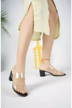 Guaranteed Женские прозрачные тапочки на каблуке с полосками MUGGO, черный