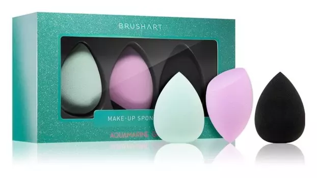 Губка для макияжа AQUAMARINE GREEN (3 шт.) BrushArt Make-up Sponge Set