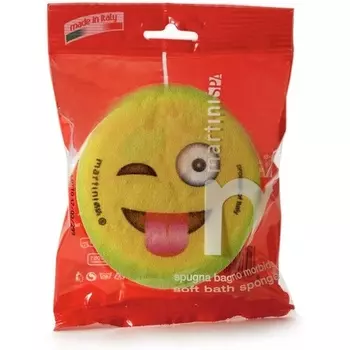 Губка для тела с фруктовыми смайликами и массажным цветом 11,5х3,5 см, 75 г, Martini Spa
