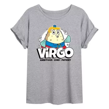 Губка для юниоровКвадратные штаны Боба Струящаяся футболка Mrs. Puff Virgo Licensed Character, цвет Heather Gray