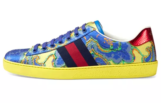 Кроссовки мужские Gucci Ace с принтом, желтый / синий