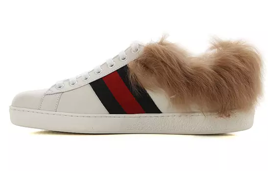 Кеды женские Gucci Ace меховые, белый