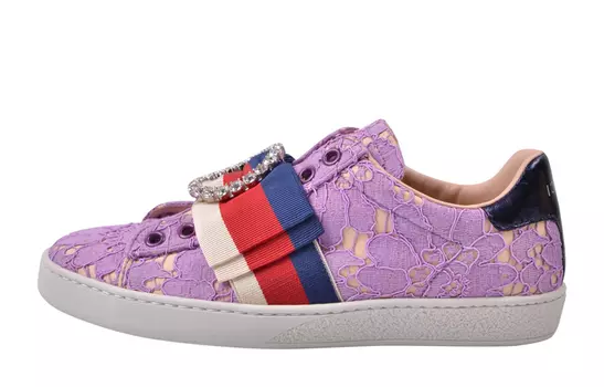 Кеды женские Gucci с кружевом, фиолетовый / розовый