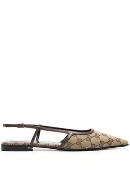 Gucci балетки Original с ремешком на пятке и логотипом GG, коричневый