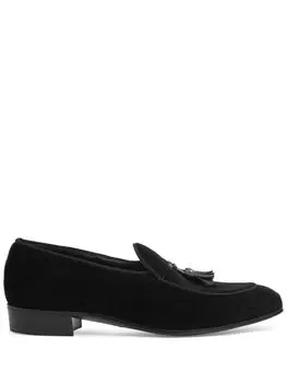 Gucci бархатные лоферы с логотипом Double G, черный