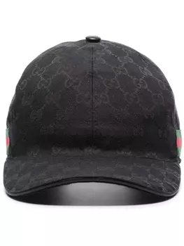 Gucci бейсболка с узором GG Supreme и отделкой Web, черный
