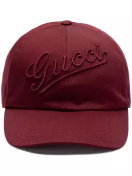 Gucci бейсболка с вышитым логотипом, красный