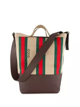 Gucci большая сумка-тоут с отделкой Web, коричневый