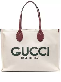 Gucci большая сумка-тоут с принтом Gucci, нейтральный цвет