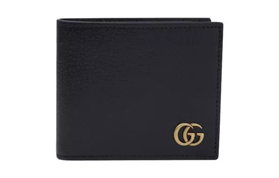 GUCCI Большой складной кошелек GG Marmont из, черный кожи