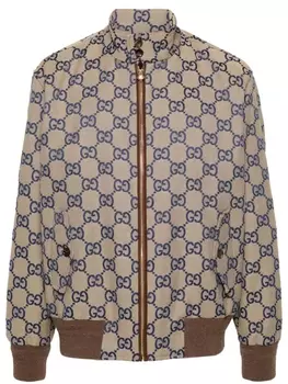 Gucci бомбер с логотипом GG, нейтральный цвет