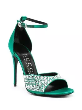 Gucci босоножки с кристаллами, зеленый