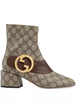 Gucci ботильоны Blondie с узором GG Supreme, нейтральный цвет