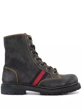 Gucci ботинки с отделкой Web, серый