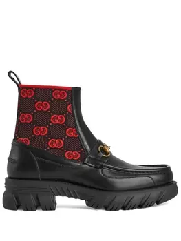 Gucci ботинки с узором GG и пряжкой Horsebit, черный
