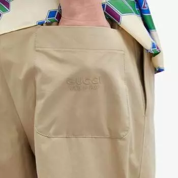 Gucci Брюки из плотного поплина с логотипом, серый