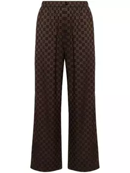 Gucci брюки прямого кроя с жаккардовым логотипом GG, коричневый