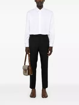 Gucci брюки строгого кроя с вышитым логотипом, черный